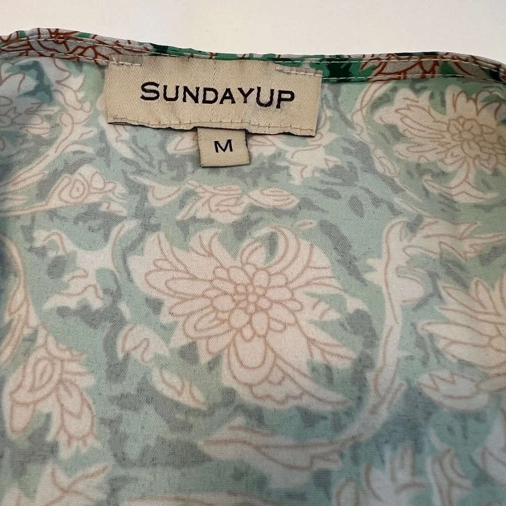 Sunday Floral Dress with Green and Cream - Picture 2 of 3